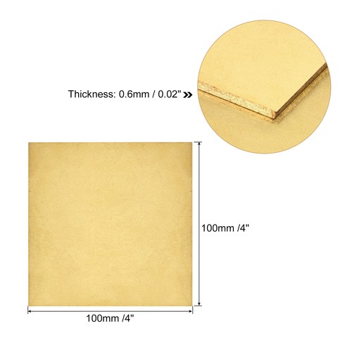 Brass Sheet, 1 x H62 Metal Sheets Plates 4" Length x 4" Width x 0.024" Thickness - Bild 2 von 5
