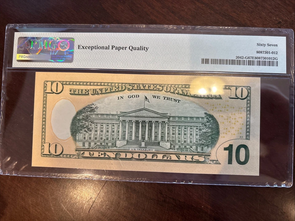 $10 2013 Federal Reserve Note RADAR Serial Number PMG 67 EPQ 33033033 Superb Gem - Image 2 of 2