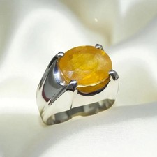 Natural Yellow Sapphire Sterling Silver 925 Handmade Ring, Real Sapphire Ring