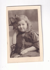 Vintage Photo Little Girl Portrait Large Hair Bow Curly Hair Antique Snap C1173