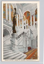Vintage Grand Staircase Library of Congress Washington D.C. Postcard