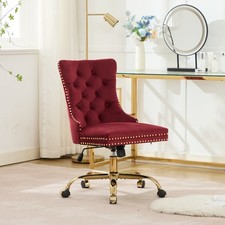 Velvet Home Office Chair Adjustable Height Swivel Chair Computer Chair Wine Red