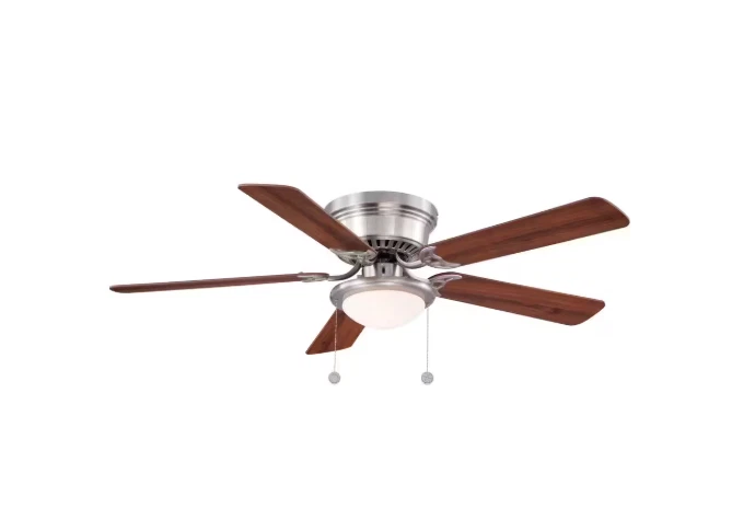Hampton Bay Hugger 52 in. LED Indoor Brushed Nickel Ceiling Fan with Light Kit - Image 2 of 4