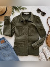 Veronica Beard Olive Utility Safari Jacket Be...