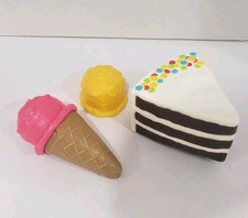 Vintage Play Food Ice Cream Cone w/ Lemon Strawberry Tops Chocolate Cake