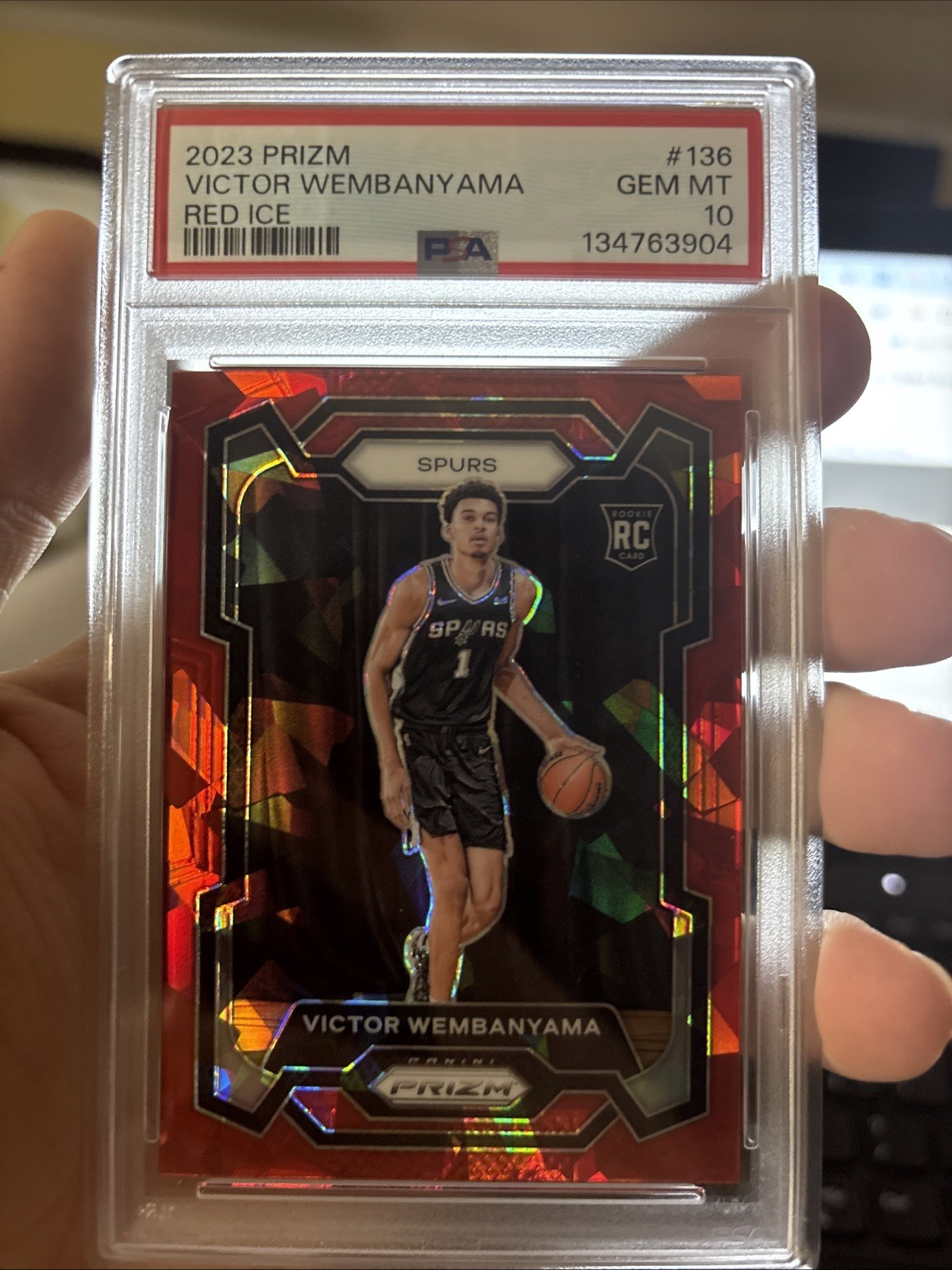2023-24 Panini Prizm - Victor Wembanyama #136 Red Ice Prizm (RC) PSA 10