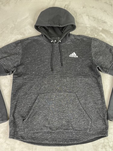 Adidas Men’s Pullover Hoodie Grey & White Stripe Size Medium - Picture 2 of 10