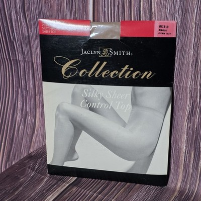 Jaclyn Smith Pantyhose Silky Sheer Toe  Control Top Size D Color: Bisque Nude