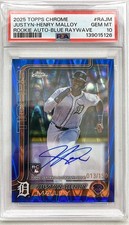 2025 Topps Chrome Baseball Justyn-Henry Malloy RC Auto Blue Wave PSA10 /150