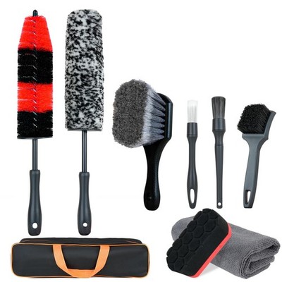 9Pcs Car Wheel Detailing Brush Kit   Scratch-Free Rim & Tire Cleaner Brushes ...