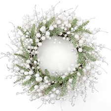 Yawwind 20 Inches White Christmas Wreath Farmhouse Winter Rustic