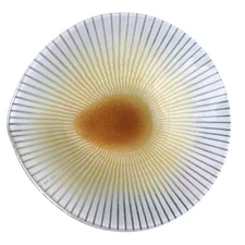 Maurice Heaton Mid-Century Enamel Art Glass Bowl Sunburst Teardrop Design Signed