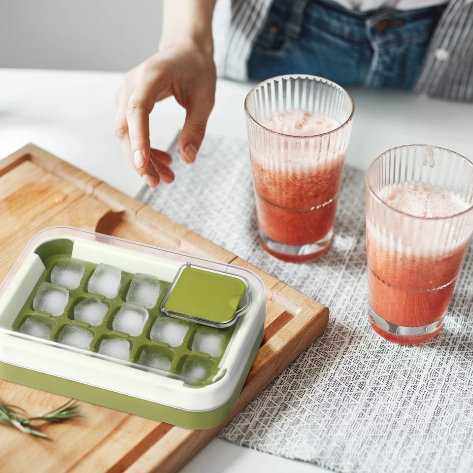 Силиконовый кубический лоток для льда один пресс-релиз герметичная крышка модульный дизайн для замораживания - Изображение 3 из 4