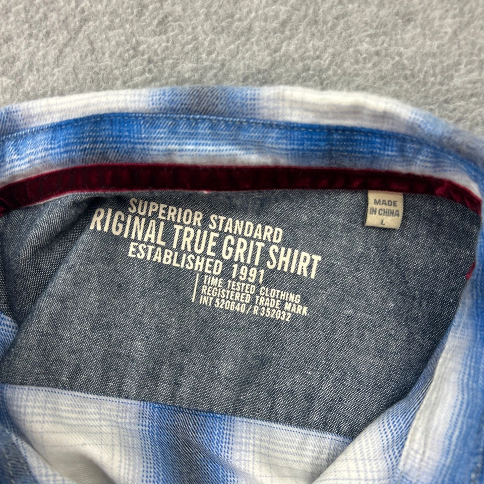 Camisa de Franela True Grit Grande Azul a Cuadros Vaquero Occidental Heritage Montaña Resistente Foto 4 de 4