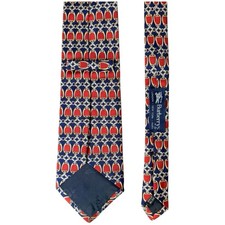 Burberrys of London navy blue silk necktie equestrian bridle and chain link Mens