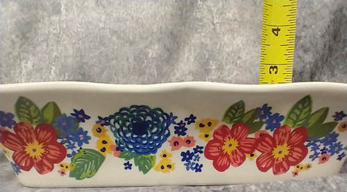 Pioneer Woman Casserole Baking Dish Scalloped Edge Rectangle Dazzling Dahlias GC - Picture 21 of 24