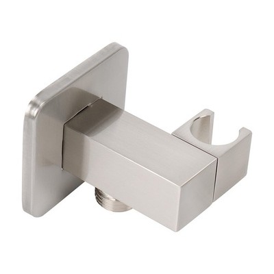 NearMoon Wall Supply Elbow with Handheld Shower Holder - Solid Brushed Nickel