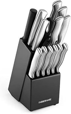 15-Piece Kitchen Knife Set, High-Carbon Stainless Steel Blades with Wood Block,