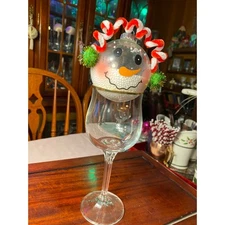 Snowman Head Christmas Ornament 3 inch Clear Ball w foam snow inside & earmuffs