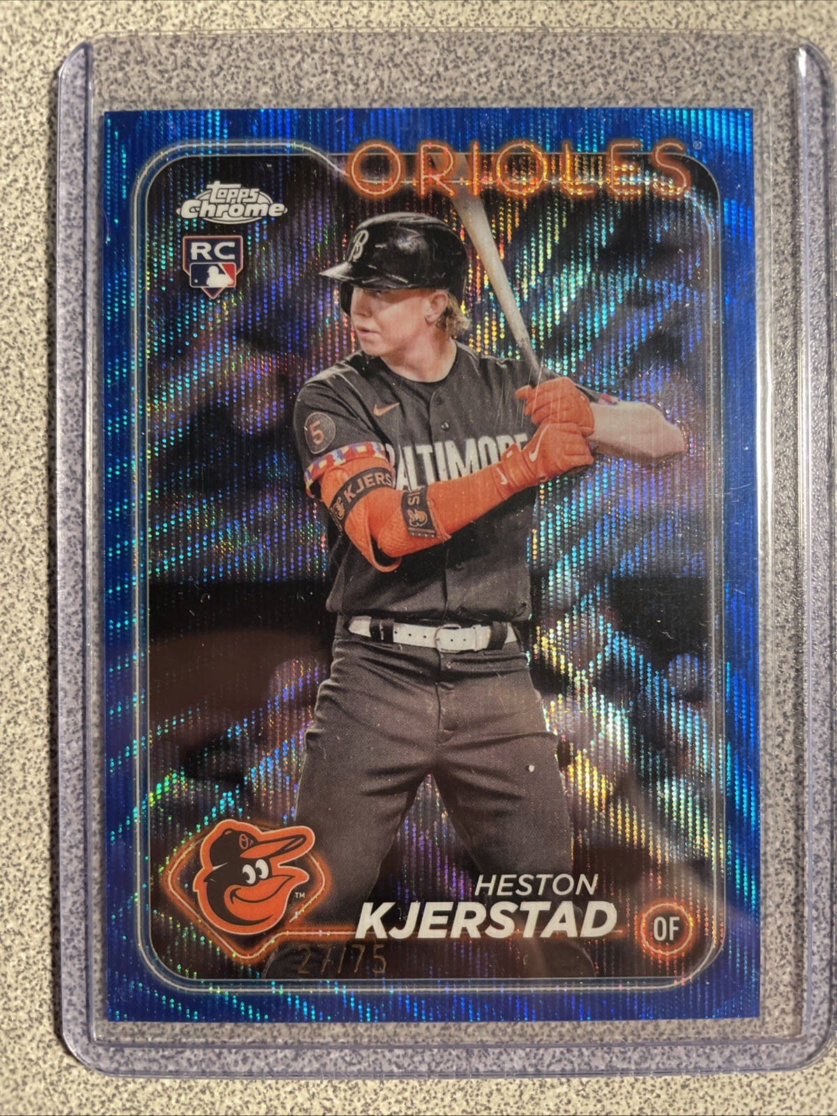 2024 Topps Chrome #142 Heston Kjerstad RC Blue Wave Refractor #/75 Orioles