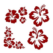 Hawaiian Hibiscus Flower Car Decal Sticker, Waterproof PET Decal, Car Large Red