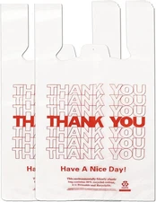 Thank You’ T-Shirt Grocery Bags Heavy Duty Disposable Reusable 100-Pack ‘