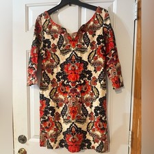 J Crew Dress 100% Linen Floral Shift Dress with Pockets. Size 4.