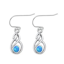 Sterling Silver Fashion Blue Synthetic Opal Celtic Hook Earrings .925 New