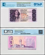 South Africa 5 Rand, 1989-1990 ND, P-119d, UNC, Authenticated