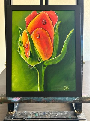 ''Roses Are Red'' Rose Painting 8 X 10  Hand Painted Framed, NOT A PRINT