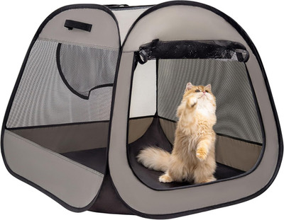 - US Based, Portable Cat Playpen, Trapezoidal Stable Design, Foldable Pet Tent f