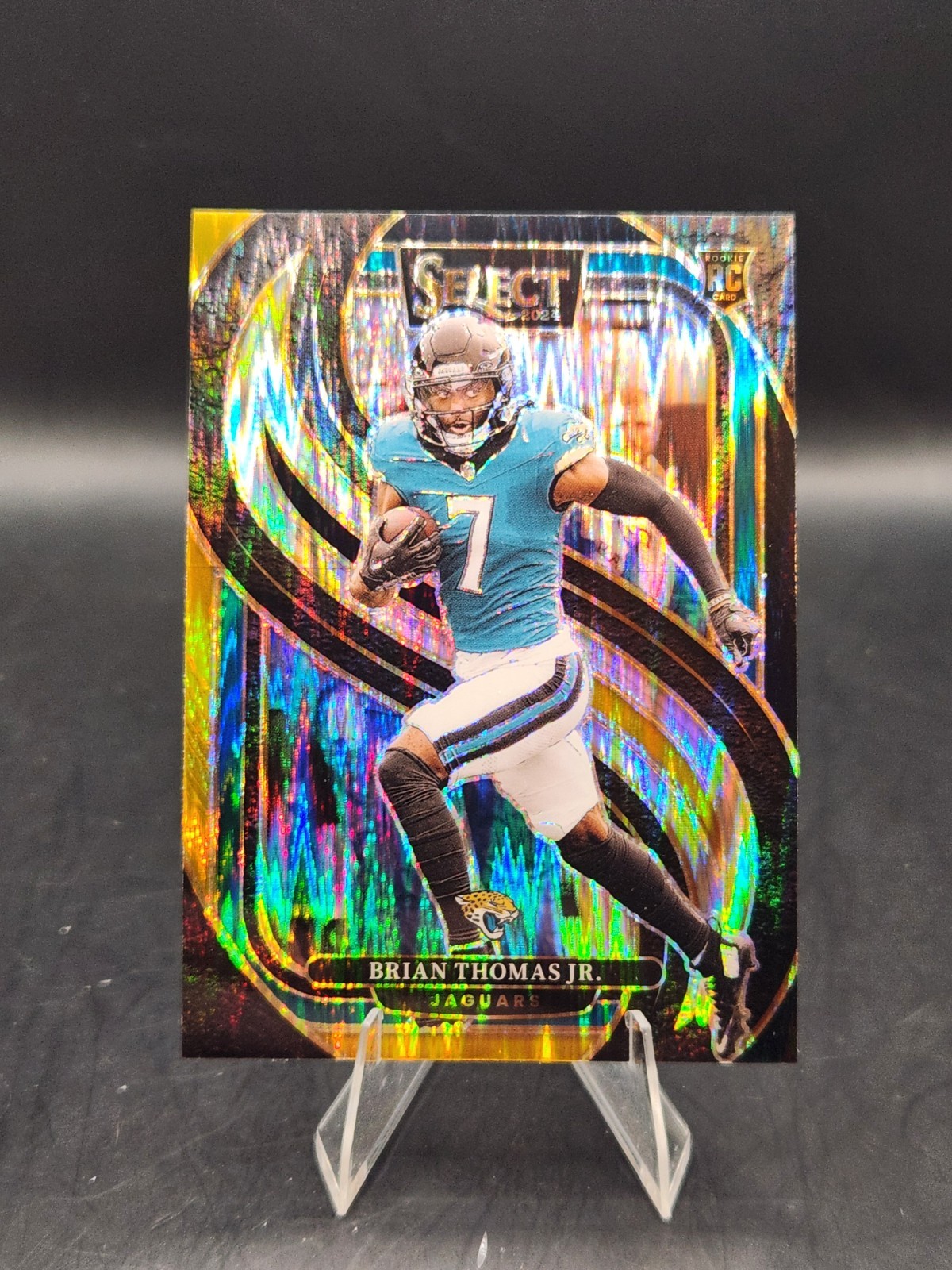 Brian Thomas Jr. Black & Gold Shock Prizm 2024 Panini Select Premier Level #143