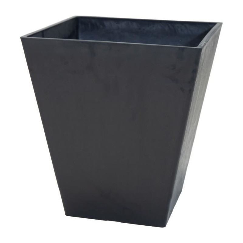 Pot de fleurs noir Ecostone Square MEGA COLLECTIONS bac carré haut de gamme de 45cm