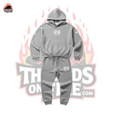 Men Grey Sweatsuit Hoodie Joggers 23 Legend Streetwear Activewear Gym Sweatsuits