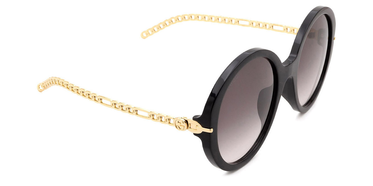 Gucci GG 0726S 001 Round WOmen's Sunglasses - Black Gold