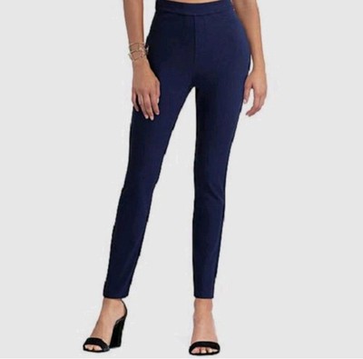 H by Halston Women s Blue Solid Flat Front Dress Pants, Regular Size S