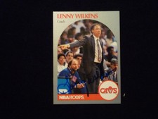LENNY WILKENS 1990-91 NBA HOOPS SIGNED AUTOGRAPHED CARD #309 CAVALIERS HOFer