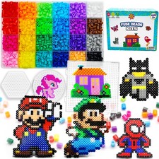 FUNZBO 5200 5mm Fuse Beads Kit - 24 Colors 5200 pcs with Pegboards, 24