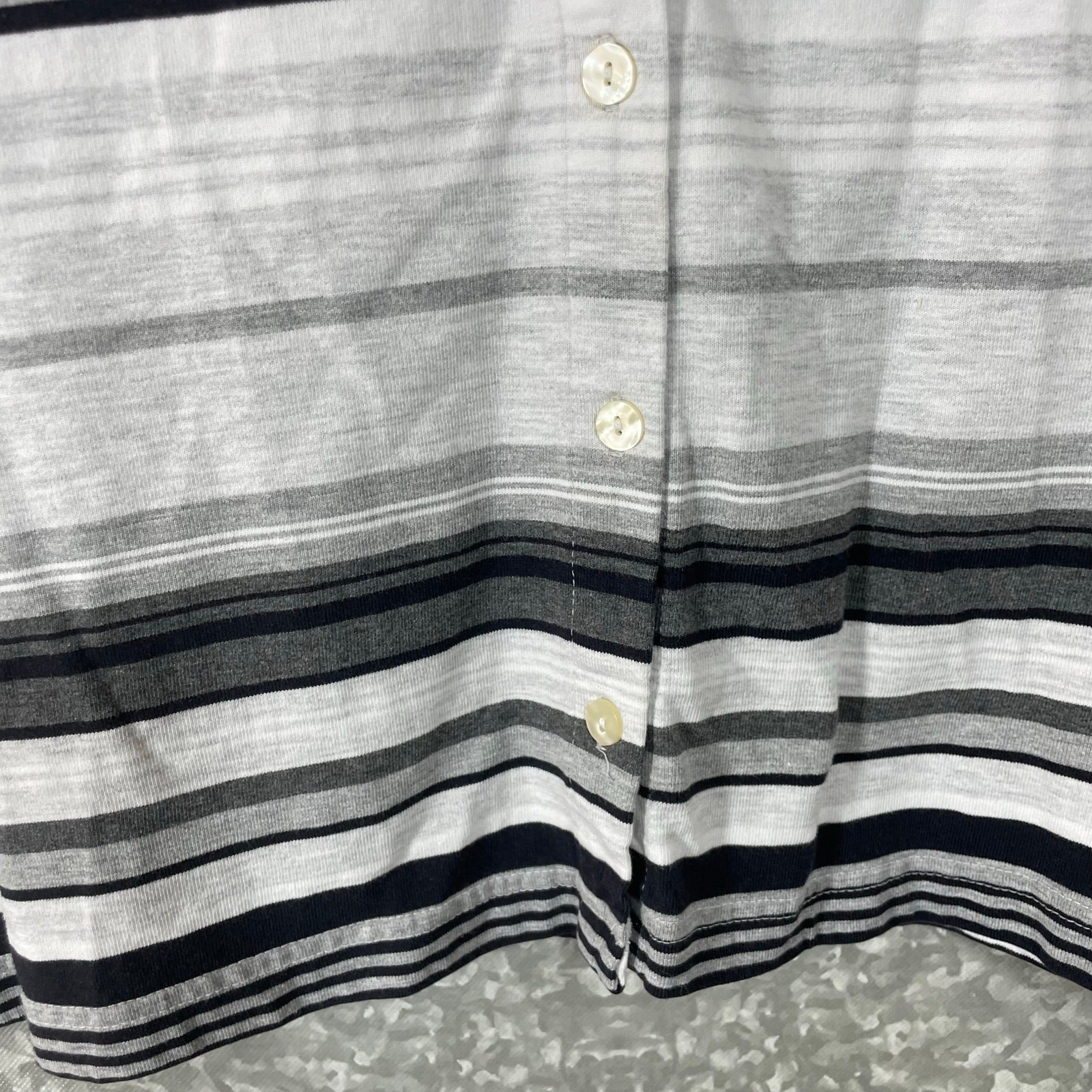 Classic Elements Gray Striped Button Front Top - … - image 3