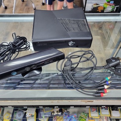 Microsoft Xbox 360 Black Video Game Console with Kinect Sensor and Power Cords