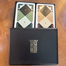 VTG 1961 KEM Double Deck Geometric Squares Playing Card Set Case Read Descriptio