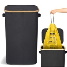 Gelber Sack Ständer 100L, mit Deckel, stabiles Müllsystem, schwarz,