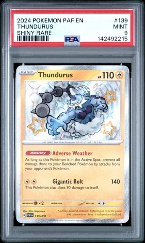 2024 POKEMON PAF EN-PALDEAN FATES SHINY RARE #139 THUNDURUS PSA 9