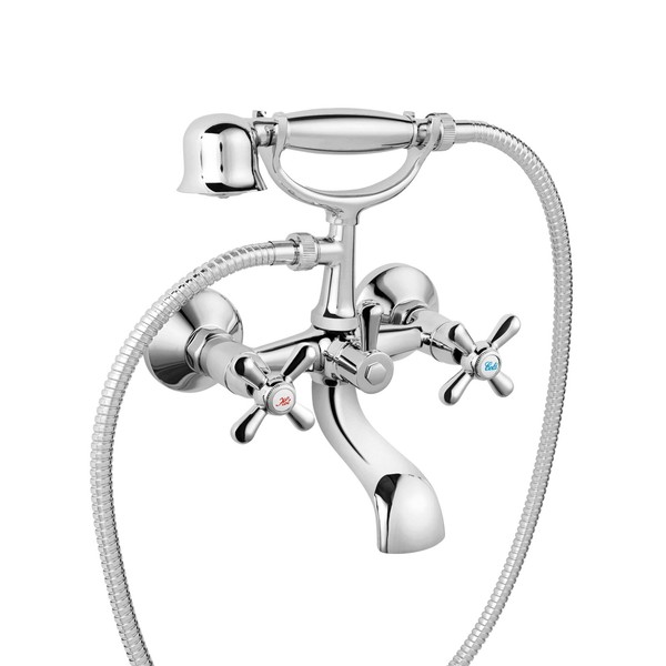 Bad Wannen Armatur Badewanne Wasserhahn Wand Mischbatterie Zweigriff Serie Retro-image