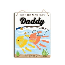 Custom DIY Baby Handprint Gift for Dad Gift for Fishing Daddy with Kids Handp...