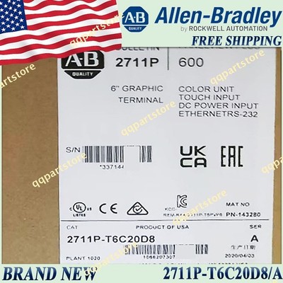 New in Box AB 2711P-T6C20D8/A PanelView Plus 6 Touch DC Free Ship 2711PT6C20D8 A