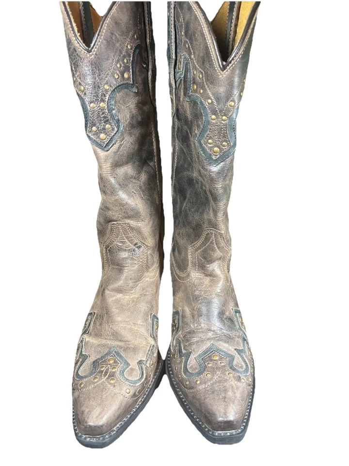 Botas vaqueras occidentales Laredo Dan Post Made para mujer marrón talla 7m 52036 punta corta Foto 4 de 4