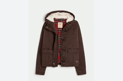 Hollister Holiday Vault Release Brown Twill Faux Fur Trim Hooded