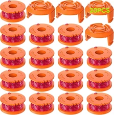 20 Pack WA0010 Replacement Trimmer Line Spool Compatible with Worx, 0.065 Inch C