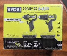 Ryobi ONE+ HP 18V Brushless Cordless Compact 1/2" Drill & Impact Driver (KIT)